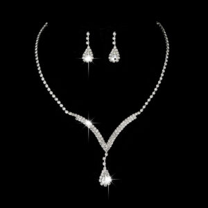 Diamond Water Drop Necklace & Earrings Set for Pakistani Women