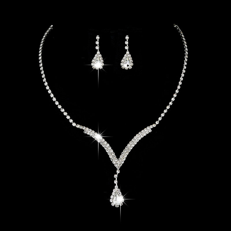Diamond Water Drop Necklace & Earrings Set for Pakistani Women